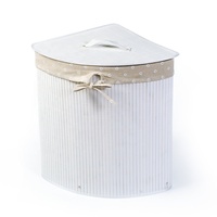 Panier à Linge en Bambou Pliant en Forme d'Angle, Assez Blanc et Pratique, avec Couvercle et Doublure, Bon Choix