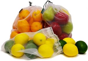 Huamaohengchun Reusable LDPE Mesh Produce <b>Bags</b> Heat <b>Seal</b> Washable Set 9 Premium <b>Bags</b> TRANSPARENT Lightweight Strong Shopping - Product Image 6