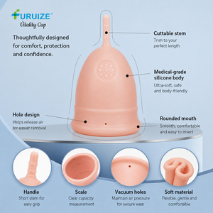 Coupelle menstruelle en silicone de qualité médicale, grande capacité, anti-fuite, réutilisable, pour flux abondant, vente en gros fabricant - Product Image 2