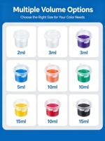 2/3/5/10/15ml 6 8 Pot Cat Kosong Mini Plastik Akrilik yang Dapat Digunakan Kembali untuk Melukis Seni Kerajinan DIY