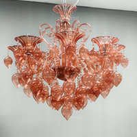 Lustre en verre de style Murano de luxe, lampe suspendue en verre orange en forme de goutte d'eau pour salon, hôtel, hall