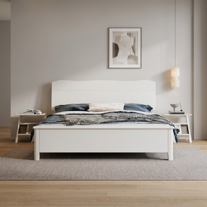 Solid wood <b>wall</b> bed twin White tufted <b>headboard</b> bed Modern platform bed furniture Assemblable bedroom furniture - Product Image 1