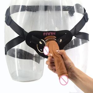 Morbido e sicuro per uso alimentare silicone enorme strap-on dildo plug anale masturbatore in silicone con vera pelle per le donne <span class=keywords><strong>gioco</strong></span> - Product Image 4