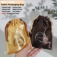 Sac à cordon en satin personnalisé avec logo imprimé pour l'emballage de mèches de cheveux, réutilisable, pour perruques, cadeaux, sous-vêtements, sac anti-poussière en satin de soie