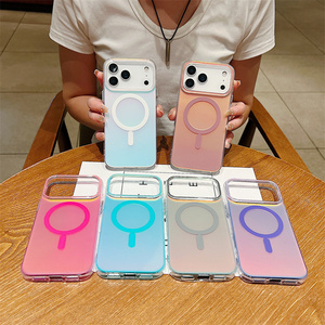 Funda Magnética para Teléfono con Degradado Láser Arcoíris para iPhone 17 16 15 14 Pro Max, Carcasa Trasera Transparente a Prueba de Golpes con Diseño IMD Colorido - Product Image 1