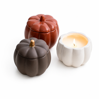 Bougies en cire de soja en céramique en forme de citrouille avec parfum de lavande pour la décoration d'Halloween et les fêtes