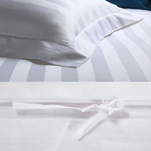 Hotel Oeko-Tex Standard 100 Juego <span class=keywords><strong>de</strong></span> <span class=keywords><strong>cama</strong></span> Algodón puro 3cm Rayas <span class=keywords><strong>Funda</strong></span> nórdica, <span class=keywords><strong>funda</strong></span> <span class=keywords><strong>de</strong></span> almohada y sábana Juego <span class=keywords><strong>de</strong></span> 4 piezas - Product Image 5