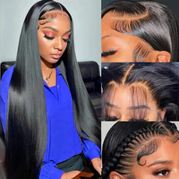 Perruques sans colle prêtes à porter, 100 % cheveux indiens bruts, perruque frontale en dentelle pour femmes noires, perruque frontale en dentelle HD fine sans colle, perruque complète en dentelle HD