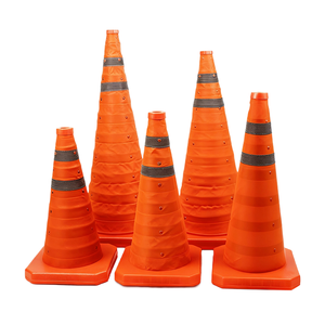 折りたたみ式伸縮式トラフィックコーン、車の交通緊急事態用の高視認性反射コーン、軽量警告バリアポスト - Product Image 5