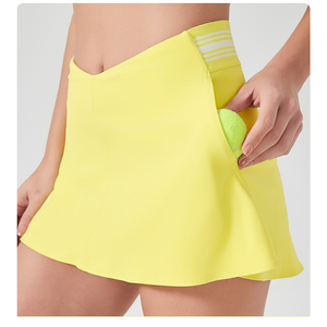 Anpassbarer LOGO Atmungsaktiver Golfrock Hochwertiger Tennis bekleidung <span class=keywords><strong>2</strong></span>-teiliges Set Tennis rock mit hoher Taille für Frauen - Product Image 4