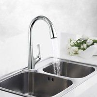 Robinet de cuisine extractible chaud/froid pour le commerce transfrontalier, finition gris anthracite, télescopique chromé