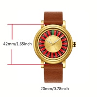 Montre Homme Luxe “Hot Sell” Mouvement Japonais, Cadran Rotatif Style Roulette de Casino avec Bracelet en Cuir, Diamètre 42mm
