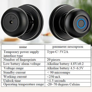 नई स्मार्ट नॉब बॉल ट्या वाईफाई फिंगरप्रिंट एल्यूमिनियम लकड़ी का दरवाजा इनडोर स्मार्ट कुंजी डेडबॉल्ट फिंगरप्रिंट डोर बॉल लॉक स्मार्ट - Product Image 6