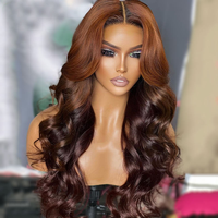 Perruques Ombrées Marron, Dentelle Frontale 13x6, Cheveux Humains Brésiliens Vierge Pré-Épilés, Perruques Sans Colle Ondulées
