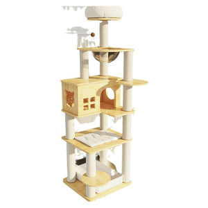 <span class=keywords><strong>Tour</strong></span> d'escalade pour chat en bois de luxe avec poteau à gratter, fermeture à bouton et design écologique pour chats - Product Image 1