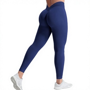 High Waisted Seamless Yoga Leggings V Back Scrunch <b>Butt</b> <b>Lifting</b> Full Length Workout <b>Pants</b> for Gym - Product Image 1