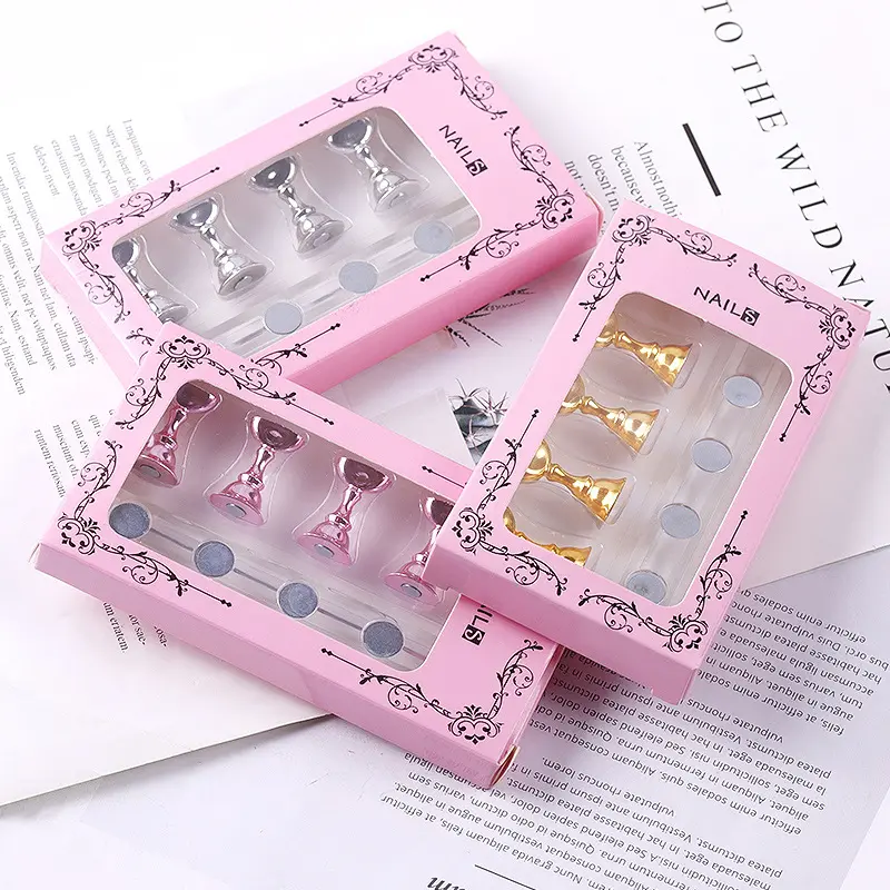 5PCS/box nail art practice display stand magnetic nail tips holder training fingernail display stands DIY nail painting