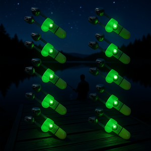 Alarma de Pesca LED Premium, 10 Piezas, Clip de Acero Inoxidable para la Punta de la Caña, Indicador Luminoso para Pesca Nocturna en Ríos, Funciona con Batería - Product Image 2