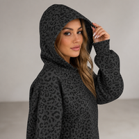 Sweat-shirt à capuche imprimé léopard pour femme Joydressing, manches longues, pull décontracté, haut pour la vente en gros aux boutiques