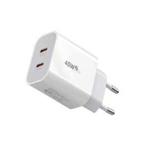 AU US UK EU <b>Plug</b> PD 40W Dual 20W USB <b>C</b> Port Fast <b>Type</b> <b>c</b> Wall Charger for Mobile Phone - Product Image 3