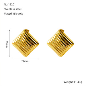 Zogxin Geometric Stud Earrings Gold Plated Wave Design For Women Fashion Jewelry Stainless Steel Earrings - Product Image 4