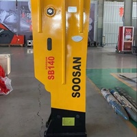 Marteau brise-roche hydraulique SB140 pour excavatrices de 34-42 tonnes, diamètre de la pointe de 155 mm, couleur jaune, garantie 1 an, usage minier