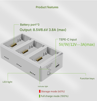 Hub Pengisian Daya/Charger Alloy untuk Mini 4 Pro/Mini 3 (Pengisian Daya USB untuk Remote Controller)-Aksesori