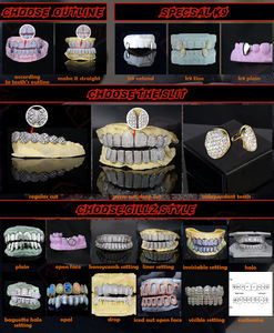 <span class=keywords><strong>Grillz</strong></span> Personalizzati con Moissanite, Denti con Grandi Pietre, Argento Sterling 925, VVS Iced Out, Stile Hip-Hop con Diamanti Moissanite - Product Image 6