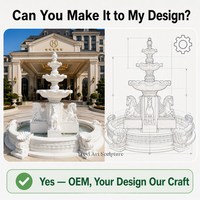 Fontaine de cheval en marbre TREVI 3,5 m, style européen, design personnalisé avec guide d'installation pour l'entrée d'hôtels et de complexes hôteliers
