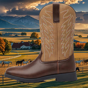 Bottes <span class=keywords><strong>de</strong></span> cowboy rétro western pour hommes, large bout carré, durable, brodées, antidérapantes pour les décorations <span class=keywords><strong>de</strong></span> fête. - Product Image 3