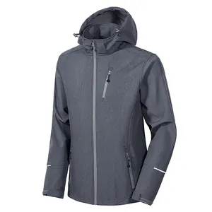 Xianghong CONMR jaqueta softshell masculina premium sem capuz, à prova d'água e respirável, cinza melange, venda imperdível