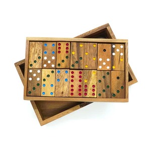 Double-Six Dominos Boîte en bois <span class=keywords><strong>Puzzle</strong></span> Jouets classiques Jeu de société Jouets en bois Cadeaux uniques Maison OEM Best Seller Thaïlande Bois - Product Image 1