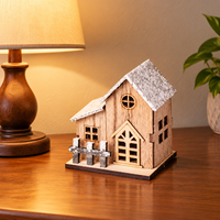 Décoration de Noël en bois en gros : Maison rustique de village de Noël, ornement de table pour la maison et les fêtes