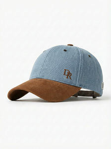 Premium Vintage Custom Denim Baseball Cap Suede Brim 3D Embroidered Patch Structured Dad <strong>Hat</strong> for Wholesale Brand Promotion - Product Image 2