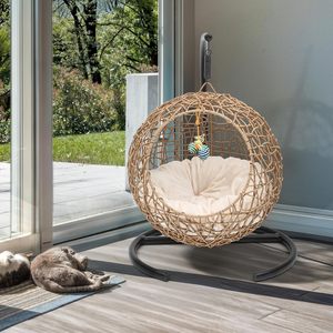 Modern Design Hanging Egg <b>Chair</b> Outdoor Seagrass Steel Pet Swing <b>Chair</b> PE Rattan Living Room Courtyard Park Hotel Use - Product Image 2