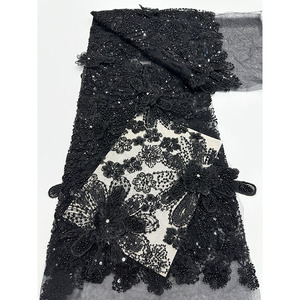 Tessuto in pizzo nigeriano ecologico con paillettes e perline africane AOYI per <span class=keywords><strong>abiti</strong></span> <span class=keywords><strong>da</strong></span> <span class=keywords><strong>sposa</strong></span>, minimo 5 iarde, fantasia - Product Image 4