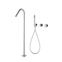 Robinet de baignoire sur pied en laiton massif OEM personnalisé, finition brossée, mitigeur chaud/froid, cartouche céramique, jet de pluie, vente en gros pour salle de bain