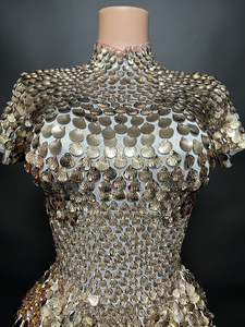 NOVANCE-Robe de soirée de luxe à paillettes dorées à col haut, robe d'anniversaire sexy pour fête, tenue de danse, or et dubaï, <span class=keywords><strong>2023</strong></span> - Product Image 2