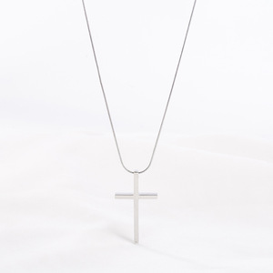 yunnique <b>Cross</b> Pendant Necklace Stainless Steel Unisex Minimalist Geometric Design Long <b>Chain</b> Fashion Jewelry - Product Image 2