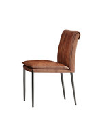 Chaise de salle à manger en métal rembourrée de style minimaliste italien, couleur marron, adaptée aux restaurants, hôtels, appartements et bureaux