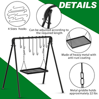 Support de cuisson réglable pour grillades et feux de camp, équipement de camping, accessoires de cuisine, support suspendu pour ustensiles et support de grillades portable