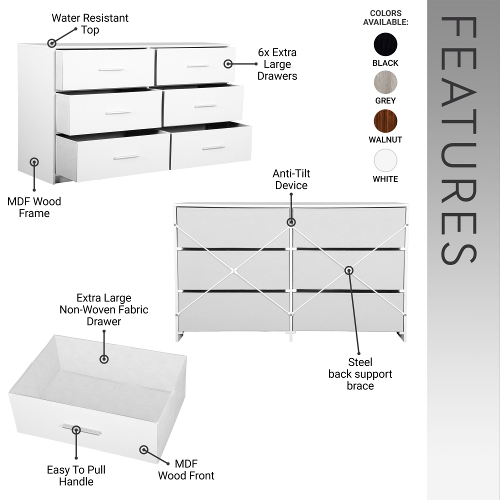 6-Drawer Dresser with Large Fabric Drawers, White| Alibaba.com 6-Drawer Dresser with Large Fabric Drawers, White| Alibaba.com