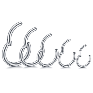 Anello a Cerchio Segmentato con Cerniera in <span class=keywords><strong>Acciaio</strong></span> <span class=keywords><strong>Chirurgico</strong></span> 316L, Clicker per Piercing al Naso, Septum, <span class=keywords><strong>Orecchini</strong></span> Helix, Gioielli per Piercing Corporeo - Product Image 1