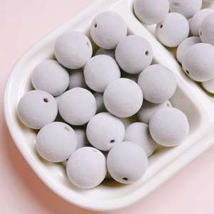 2025 usine dernière 16mm flocage crème acrylique perles Offre Spéciale bricolage téléphone portable chaîne porte-clés matériel plastique et Lucite perles - Product Image 5