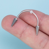 Labret en Acier Inoxydable avec Dents de Zombie, Dents de Vampire, Dents de Tigre, Design 'Demon Smile' et Piques en Forme de C, Bijou de Piercing pour Lèvres, Cercles de Lèvres, Cadeau