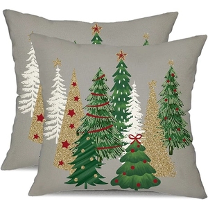 Fundas de almohada de Navidad, 18x18 pulgadas, Juego de <span class=keywords><strong>2</strong></span>. Diseño de árbol de Navidad verde. Fundas de almohada de Navidad de invierno. Ideal para la decoración del hogar - Product Image 6