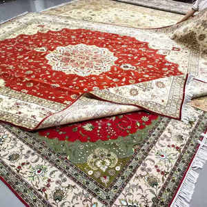 Alfombras de Lana Hechas a Mano, Anudadas a Mano, de 10x14, Color Beige Marfil, Estilo Persa Oriental para Sala de Estar - Product Image 4