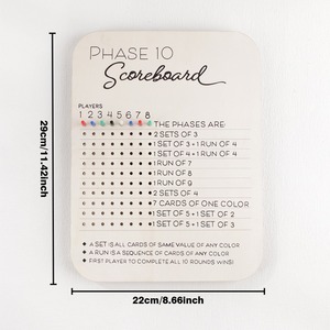 Tableau de score carré en bois fait main <span class=keywords><strong>Phase10</strong></span>, accessoire de jeu de table familial, produit très vendu - Product Image 5