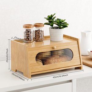 Panera de Bambú LUMINA para Encimera, Organizador de Encimera de Cocina de Gran Capacidad, Almacenamiento de Pan con Ventana de Acrílico para - Product Image 3