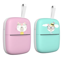Printer Thermal Mini Saku Kartun Lucu Bluetooth USB 200 DPI Portabel untuk Foto, Kode QR, Label Situs Web, untuk Pelajar